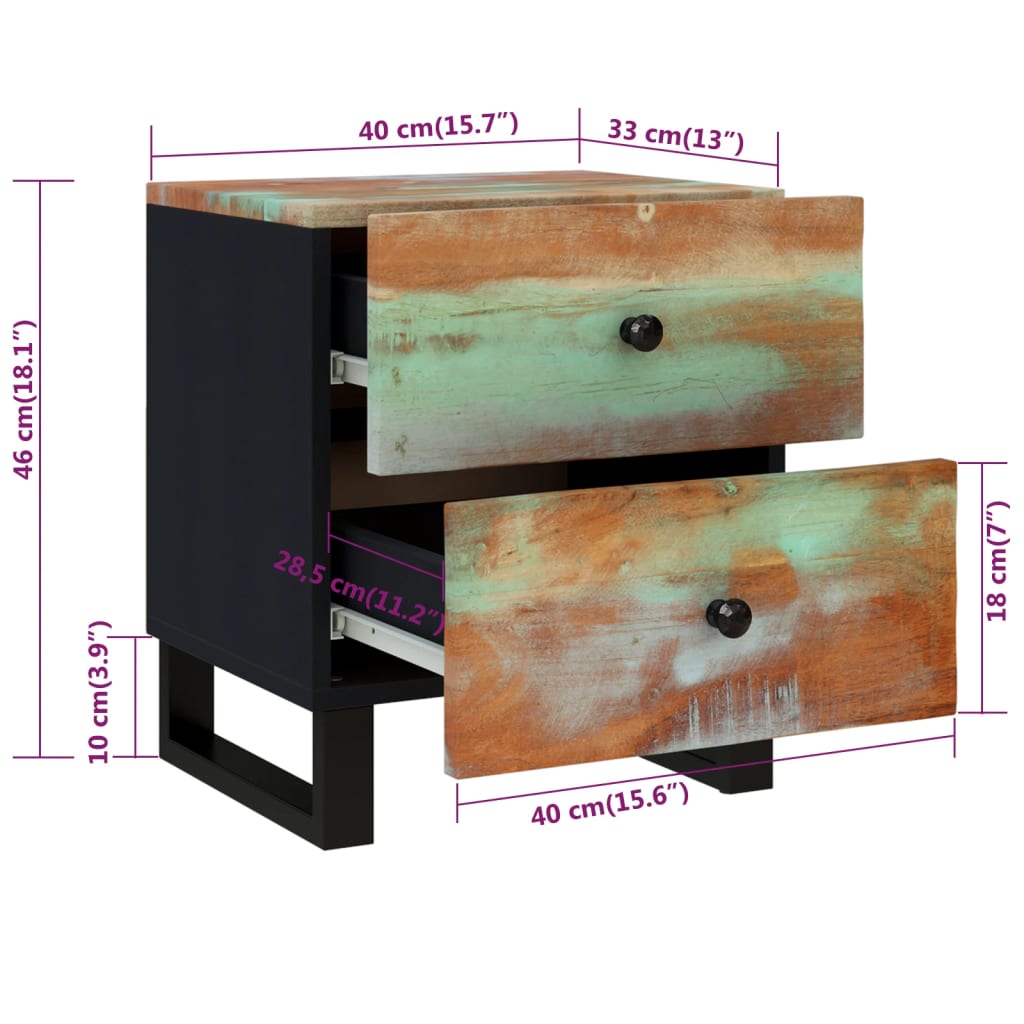 Nachttisch 40X33X46 Cm Altholz Massiv 1 recyceltes Massivholz - Fuer Daheim