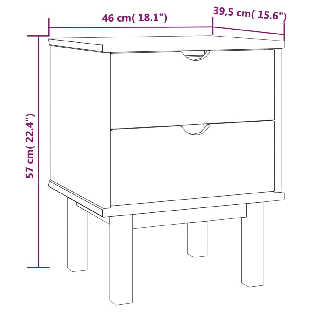 Nachttisch Otta Braun&Grau 46X39,5X57 Cm Massivholz Kiefer Braun und Grau - Fuer Daheim