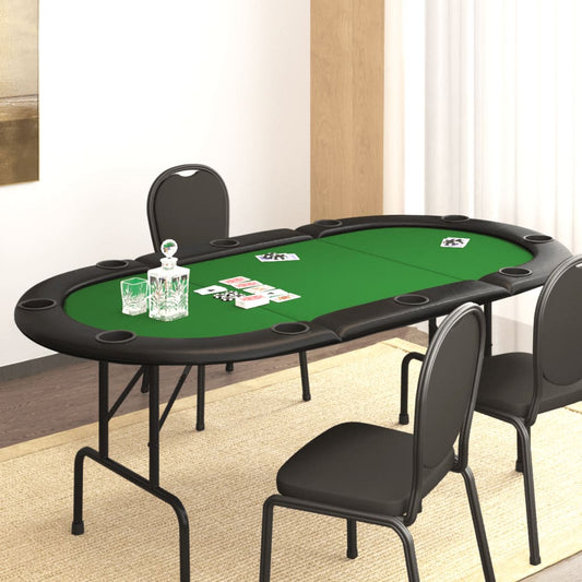 Pokertisch Klappbar 10 Spieler Grün 206X106X75 Cm - Fuer Daheim