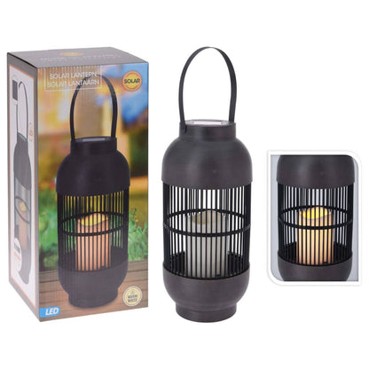 Progarden Solar-Laterne Mit Led-Kerze Rattan Schwarz 15 x 33 cm - Fuer Daheim