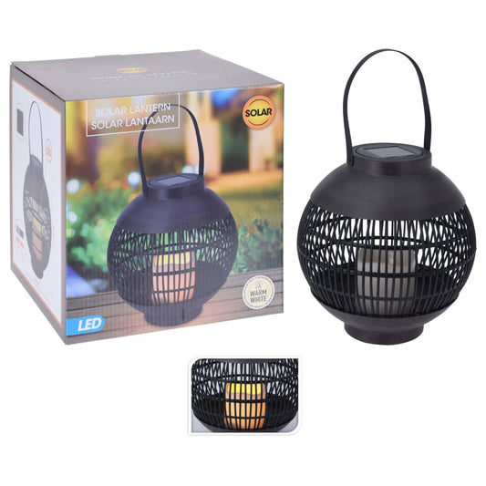 Progarden Solar-Laterne Mit Led-Kerze Rattan Schwarz 22 x 23 cm - Fuer Daheim