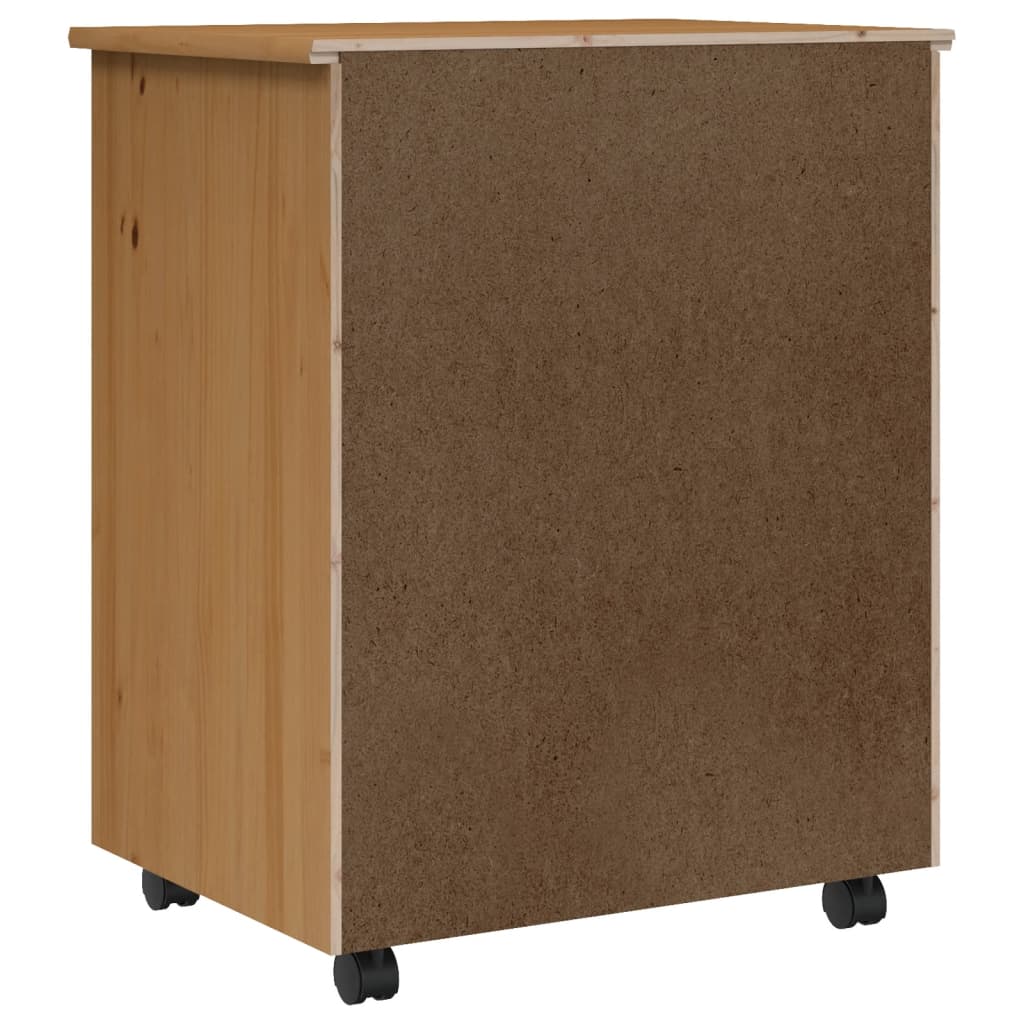 Rollschrank Mit Schubladen Moss Honigbraun Massivholz Kiefer 53 x 39 x 65.5 cm - Fuer Daheim