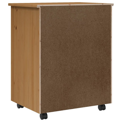 Rollschrank Mit Schubladen Moss Honigbraun Massivholz Kiefer 53 x 39 x 65.5 cm - Fuer Daheim