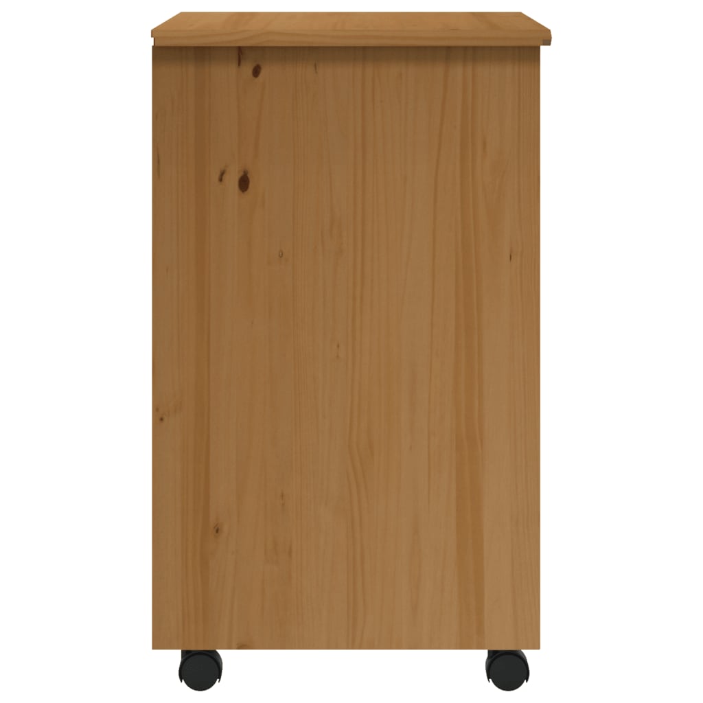 Rollschrank Mit Schubladen Moss Honigbraun Massivholz Kiefer 53 x 39 x 65.5 cm - Fuer Daheim