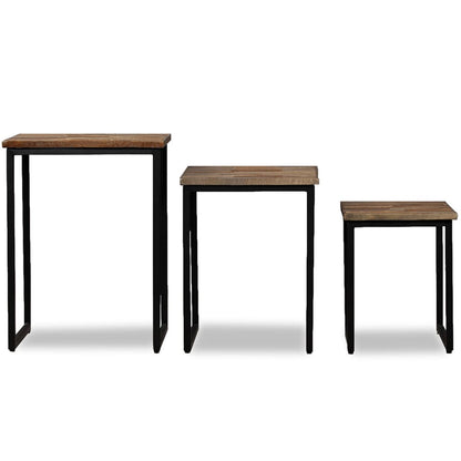 Satztisch Couchtisch-Set 3-Tlg. Recyceltes Massivholz Teak - Fuer Daheim