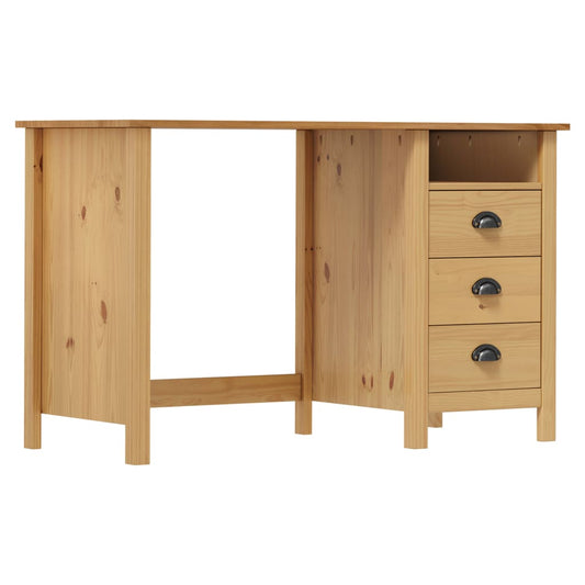 Schreibtisch Hill Mit 3 Schubladen 120×50×74 Cm Kiefernholz Braun - Fuer Daheim