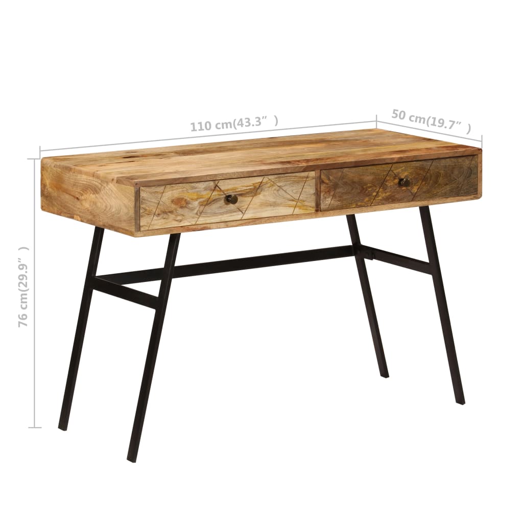 Schreibtisch Mit Schubladen Massivholz Mango 110×50×76 Cm - Fuer Daheim