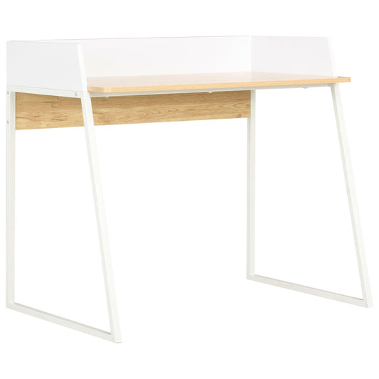 Schreibtisch Weiß Und Eiche 90X60X88 Cm Weiß und braun - Fuer Daheim