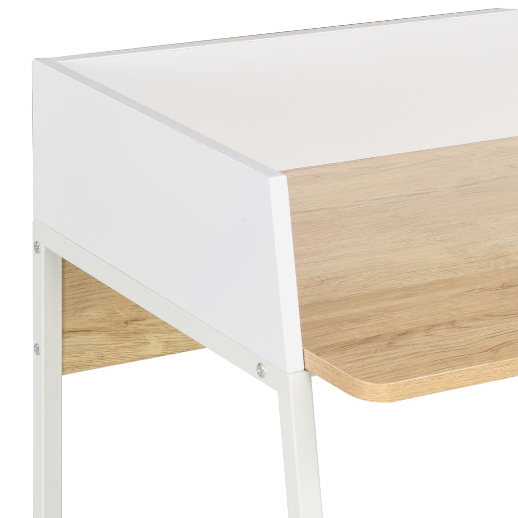 Schreibtisch Weiß Und Eiche 90X60X88 Cm Weiß und braun - Fuer Daheim