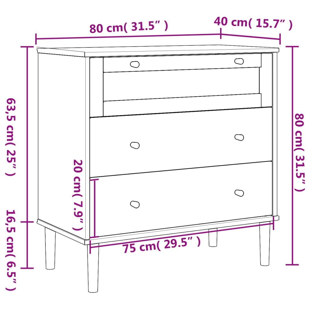 Schubladenkommode Senja Rattan-Look Schwarz 80X40X80 Kieferholz 1 - Fuer Daheim