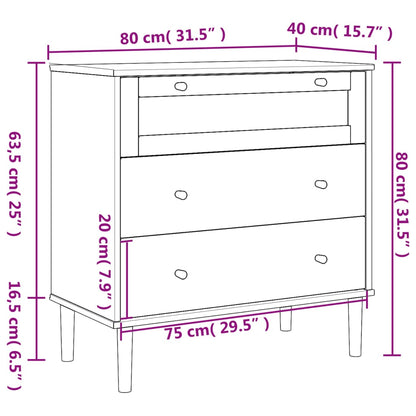 Schubladenkommode Senja Rattan-Look Schwarz 80X40X80 Kieferholz 1 - Fuer Daheim