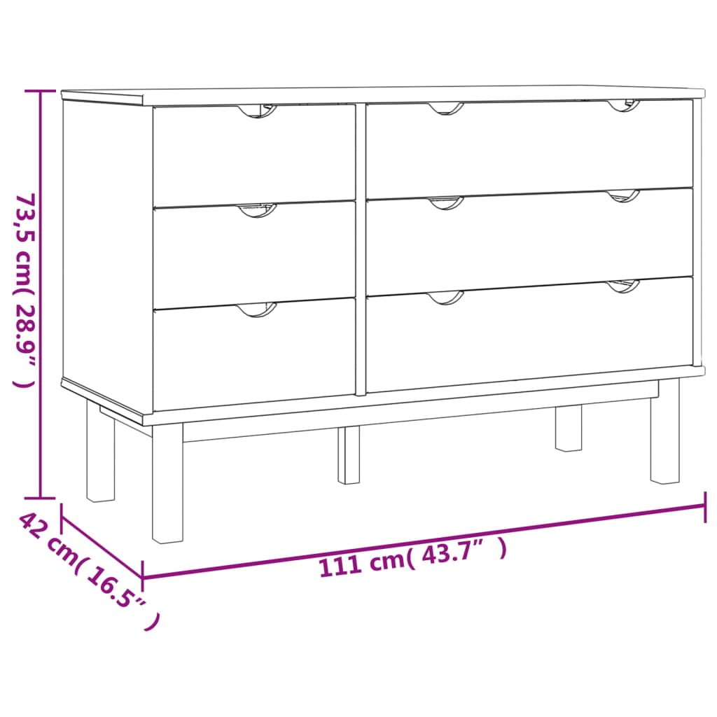 Schubladenschrank Otta 111X42X73,5 Cm Massivholz Kiefer Braun - Fuer Daheim