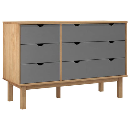 Schubladenschrank Otta Braun & Grau 111X42X73,5 Cm Massivholz Braun und Grau - Fuer Daheim