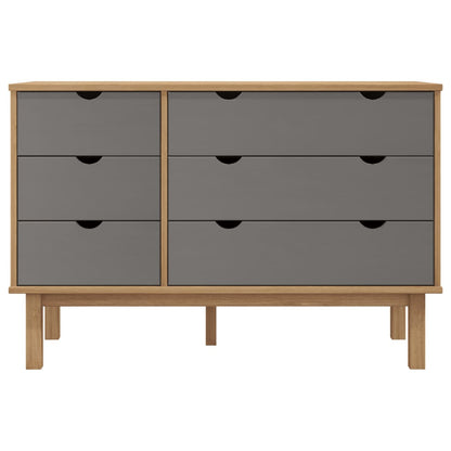 Schubladenschrank Otta Braun & Grau 111X42X73,5 Cm Massivholz Braun und Grau - Fuer Daheim