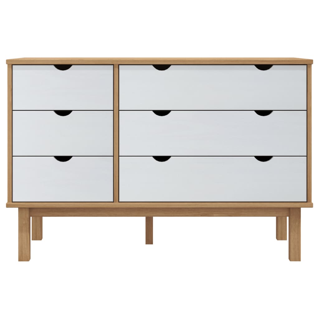 Schubladenschrank Otta Braun & Weiß 111X42X73,5 Cm Massivholz Braun und Weiß - Fuer Daheim