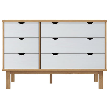 Schubladenschrank Otta Braun & Weiß 111X42X73,5 Cm Massivholz Braun und Weiß - Fuer Daheim