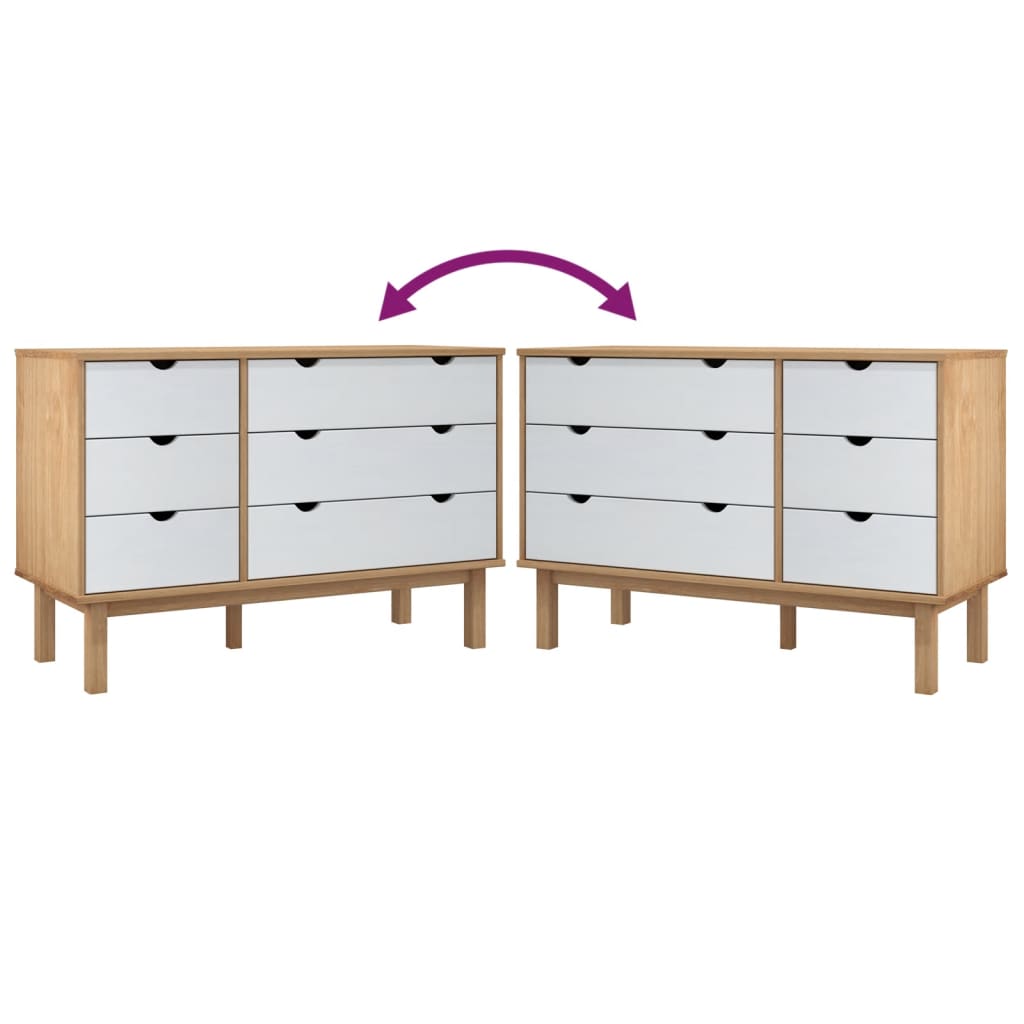 Schubladenschrank Otta Braun & Weiß 111X42X73,5 Cm Massivholz Braun und Weiß - Fuer Daheim