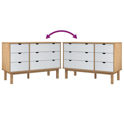 Schubladenschrank Otta Braun & Weiß 111X42X73,5 Cm Massivholz Braun und Weiß - Fuer Daheim