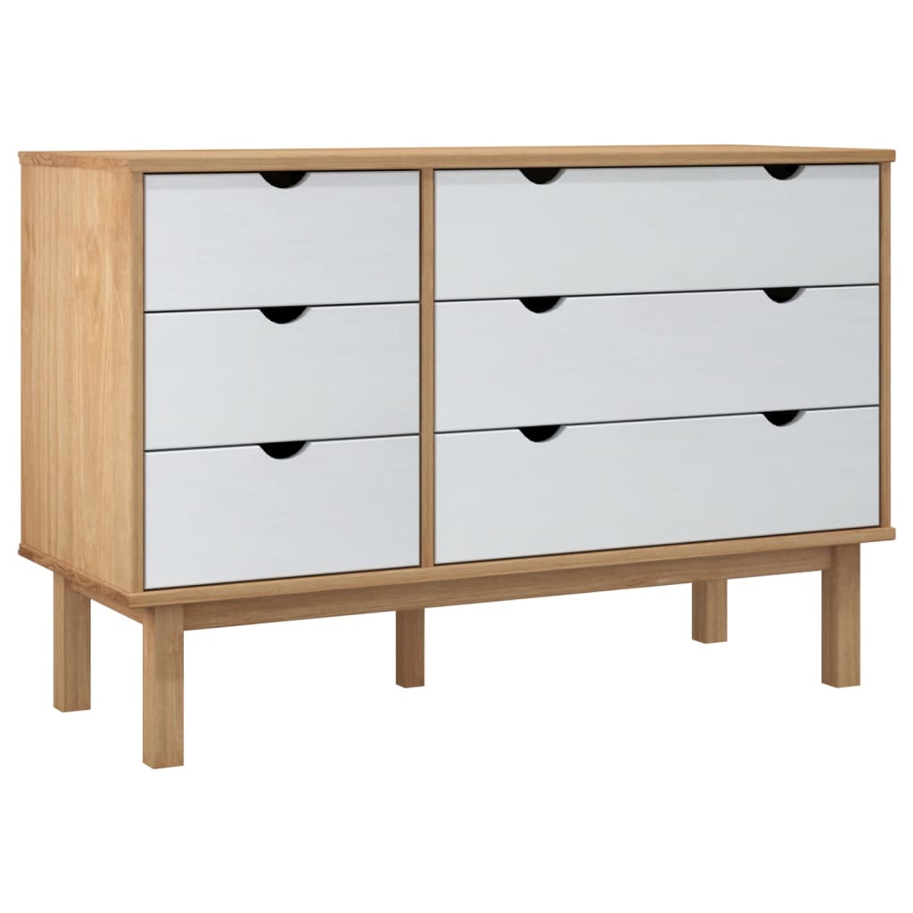 Schubladenschrank Otta Braun & Weiß 111X42X73,5 Cm Massivholz Braun und Weiß - Fuer Daheim