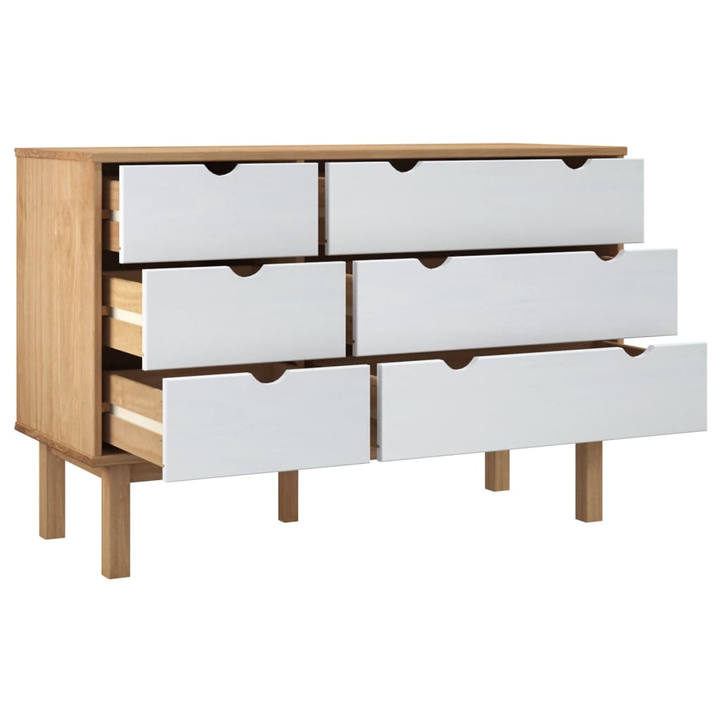 Schubladenschrank Otta Braun & Weiß 111X42X73,5 Cm Massivholz Braun und Weiß - Fuer Daheim