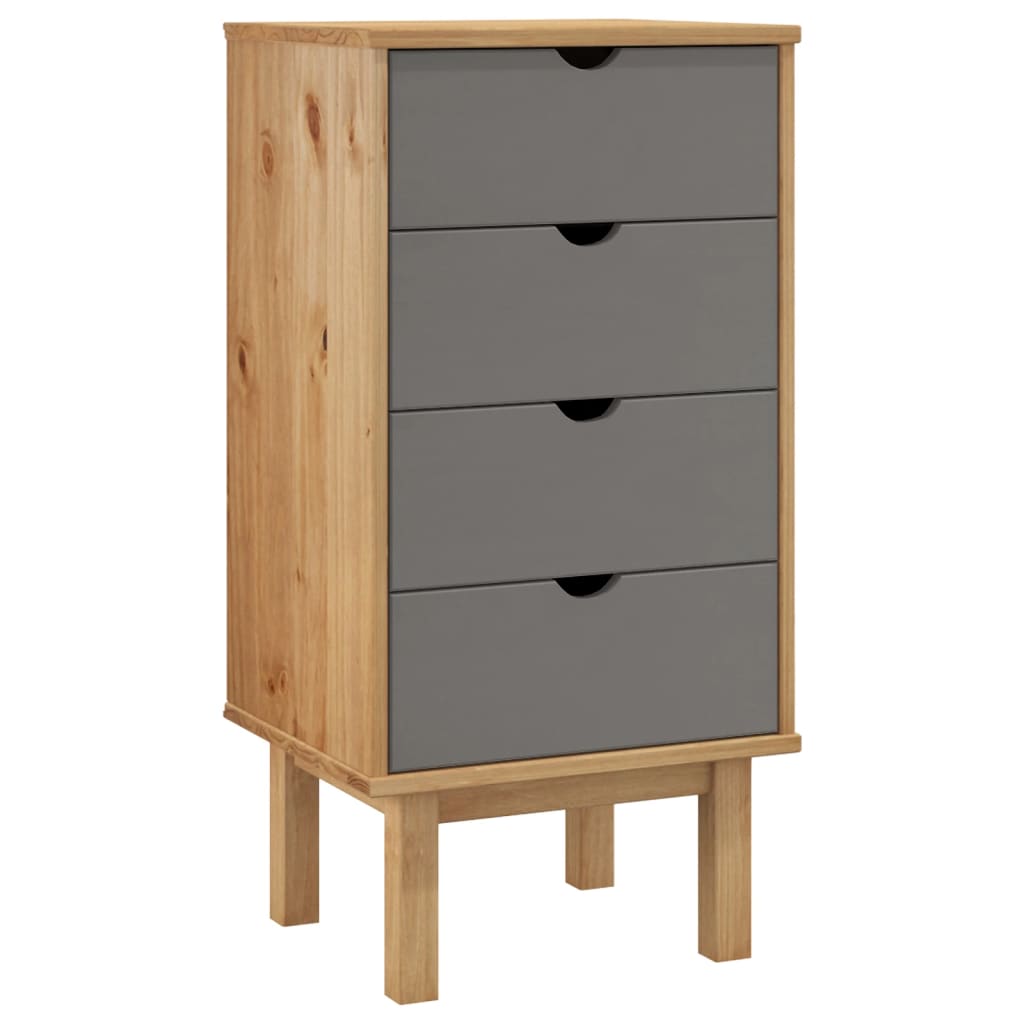 Schubladenschrank Otta Braun&Grau 46X39,5X90 Cm Massivholz Braun und Grau - Fuer Daheim