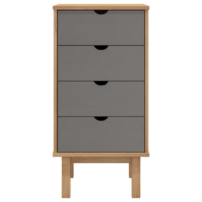 Schubladenschrank Otta Braun&Grau 46X39,5X90 Cm Massivholz Braun und Grau - Fuer Daheim