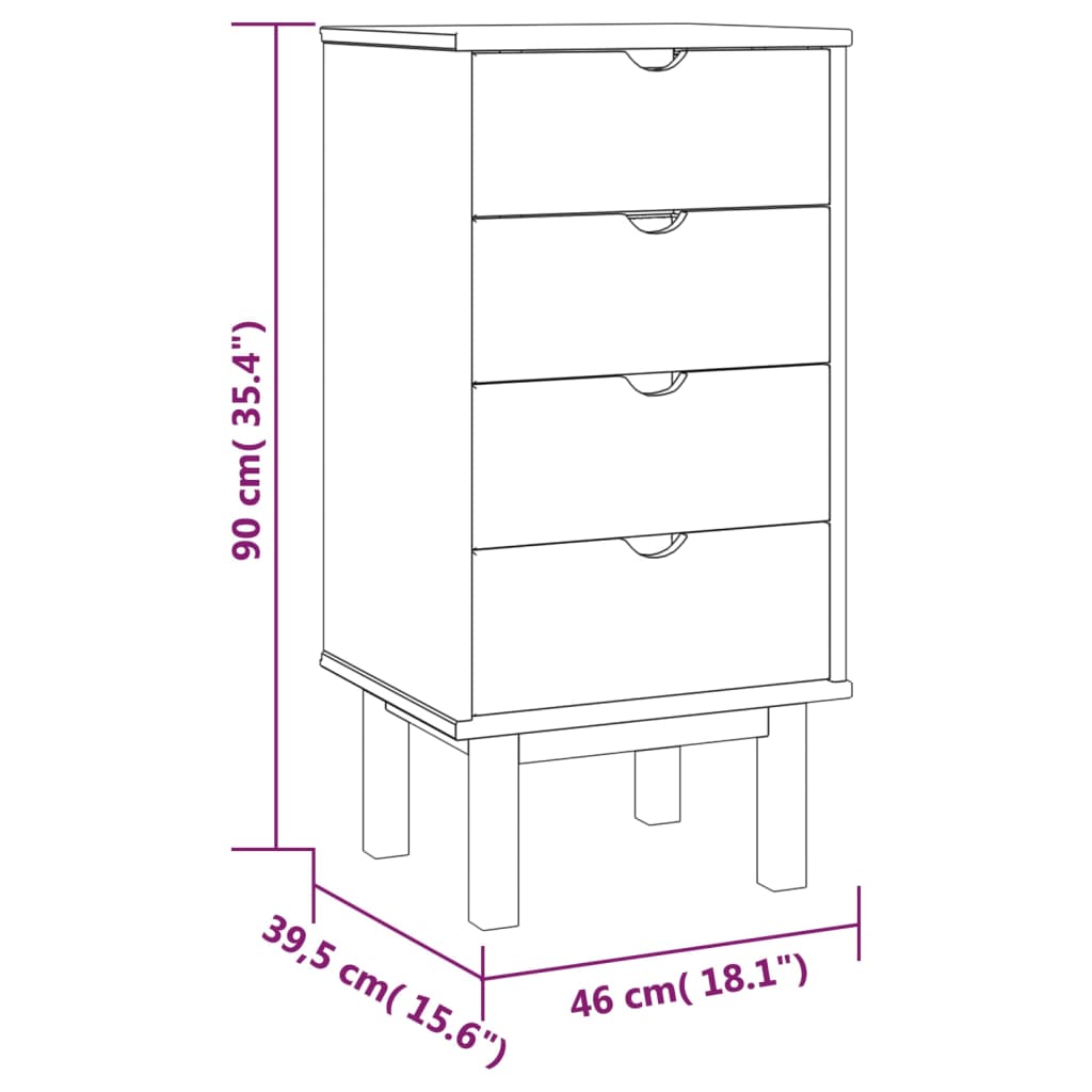 Schubladenschrank Otta Braun&Grau 46X39,5X90 Cm Massivholz Braun und Grau - Fuer Daheim