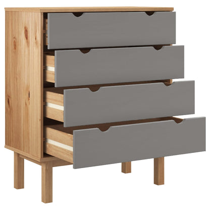 Schubladenschrank Otta Braun&Grau 76,5X39,5X90 Cm Massivholz Braun und Grau - Fuer Daheim