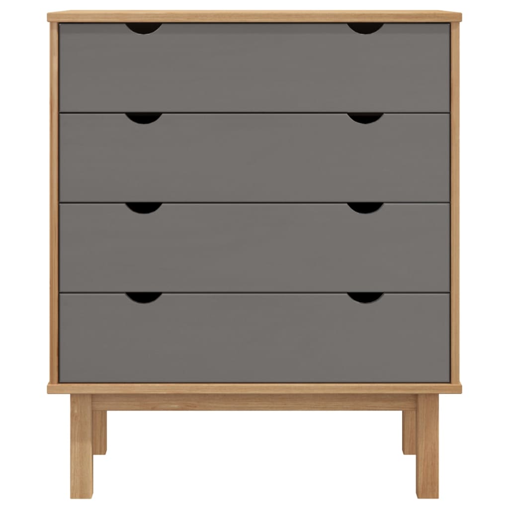 Schubladenschrank Otta Braun&Grau 76,5X39,5X90 Cm Massivholz Braun und Grau - Fuer Daheim