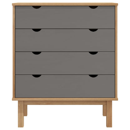 Schubladenschrank Otta Braun&Grau 76,5X39,5X90 Cm Massivholz Braun und Grau - Fuer Daheim