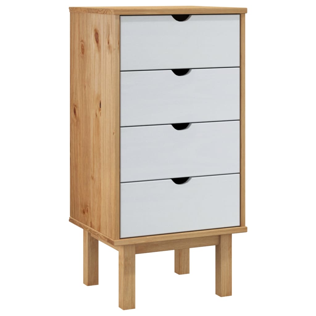 Schubladenschrank Otta Braun&Weiß 46X39,5X90 Cm Massivholz Braun und Weiß - Fuer Daheim