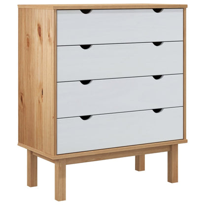 Schubladenschrank Otta Braun&Weiß 76,5X39,5X90 Cm Massivholz Braun und Weiß - Fuer Daheim