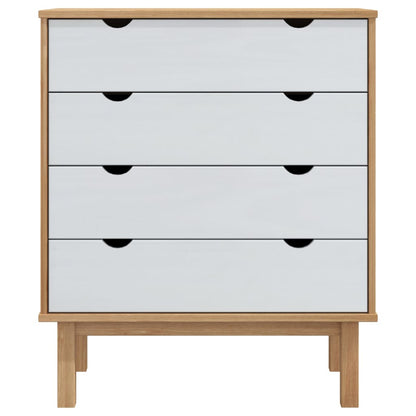 Schubladenschrank Otta Braun&Weiß 76,5X39,5X90 Cm Massivholz Braun und Weiß - Fuer Daheim