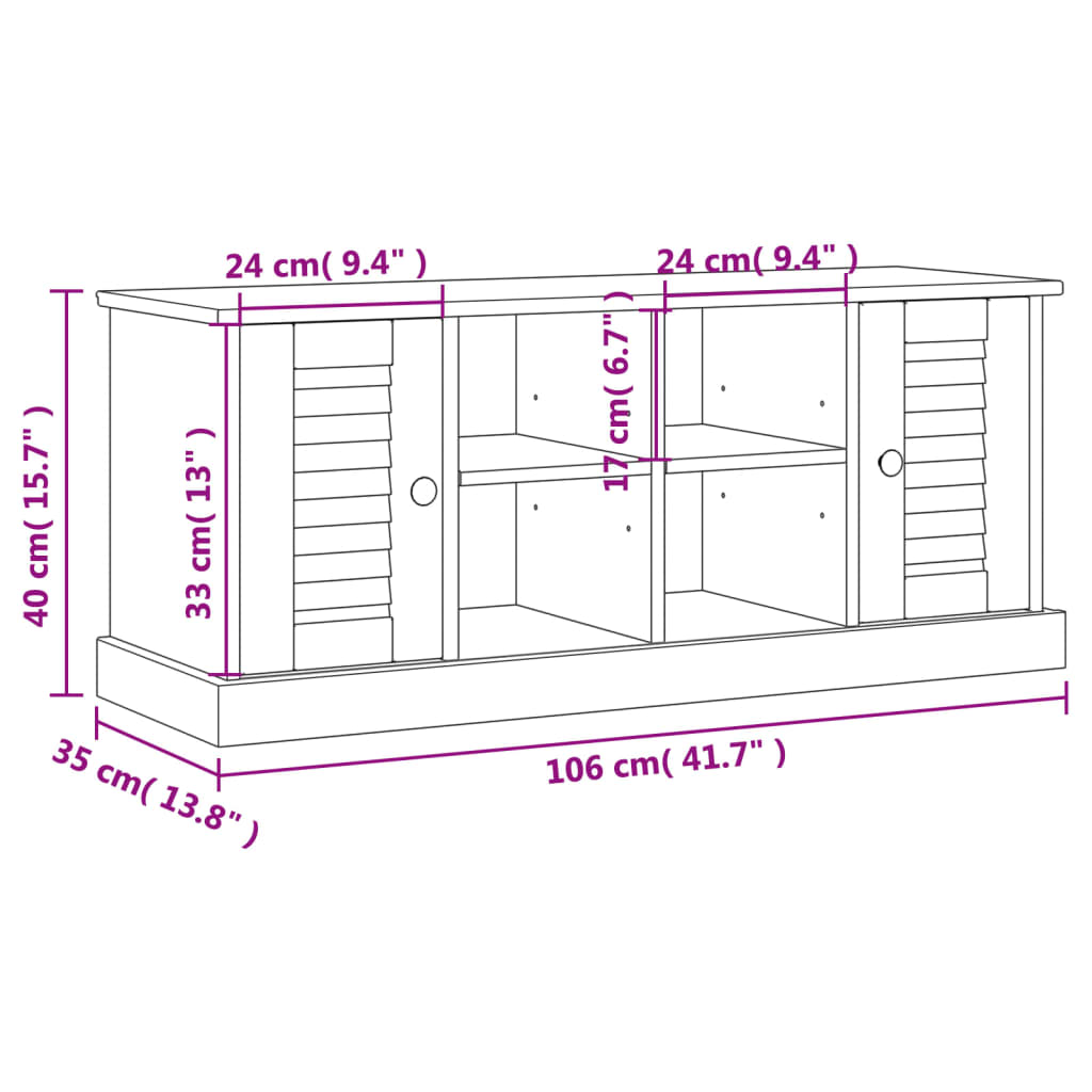 Schuhbank Vigo 106X35X40 Cm Massivholz Kiefer Braun - Fuer Daheim