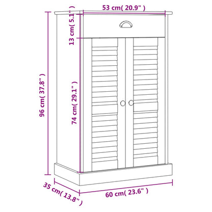 Schuhschrank Vigo Grau 60X35X96 Cm Massivholz Kiefer - Fuer Daheim