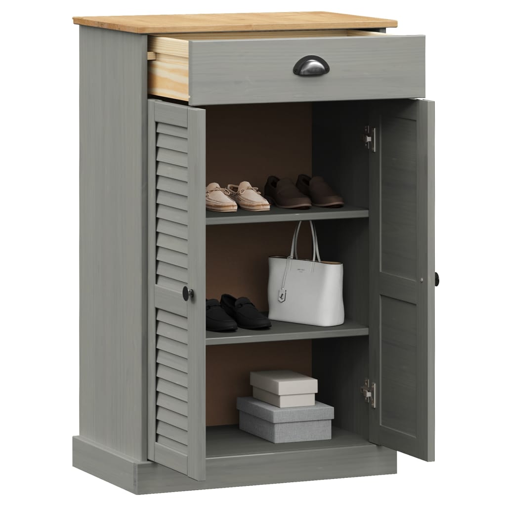 Schuhschrank Vigo Grau 60X35X96 Cm Massivholz Kiefer - Fuer Daheim