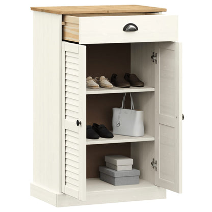 Schuhschrank Vigo Weiß 60X35X96 Cm Massivholz Kiefer - Fuer Daheim