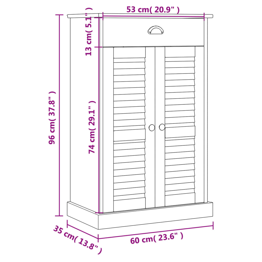 Schuhschrank Vigo Weiß 60X35X96 Cm Massivholz Kiefer - Fuer Daheim