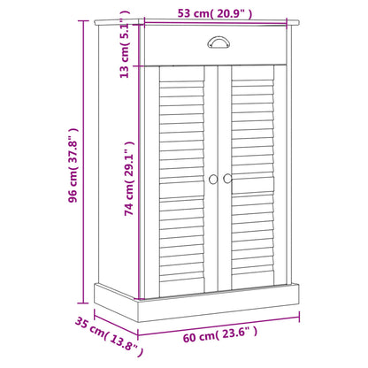 Schuhschrank Vigo Weiß 60X35X96 Cm Massivholz Kiefer - Fuer Daheim