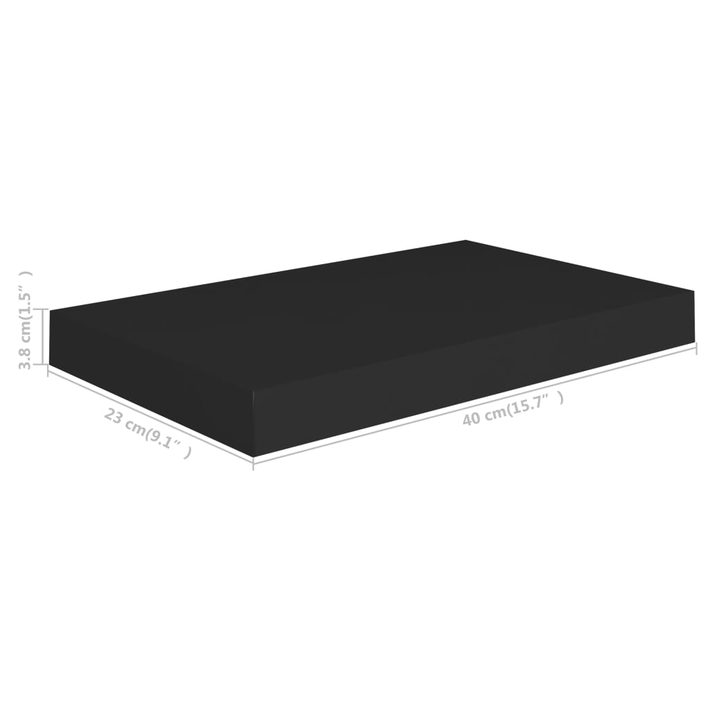 Schwebende Wandregale 2 Stk. Schwarz 40X23X3,8Cm Mdf 40 x 23 x 3.8 cm - Fuer Daheim