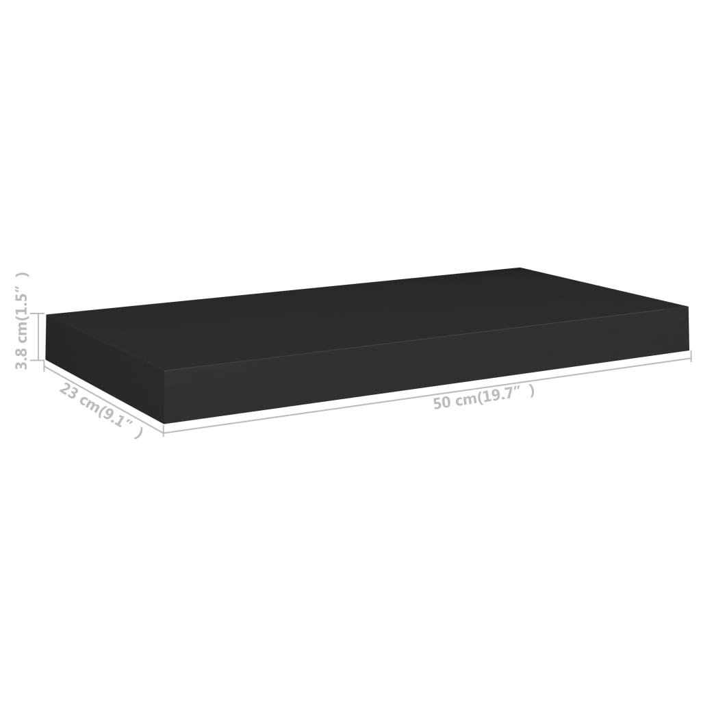 Schwebende Wandregale 2 Stk. Schwarz 50X23X3,8Cm Mdf 50 x 23 x 3.8 cm - Fuer Daheim