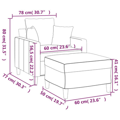 Sessel Mit Hocker Hellgrau 60 Cm Samt - Fuer Daheim