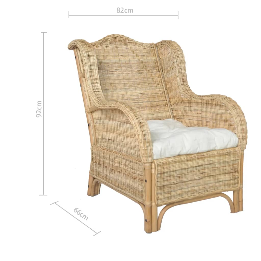 Sessel Mit Kissen Natur-Rattan Und Leinen Braun 1-Sitzer - Fuer Daheim