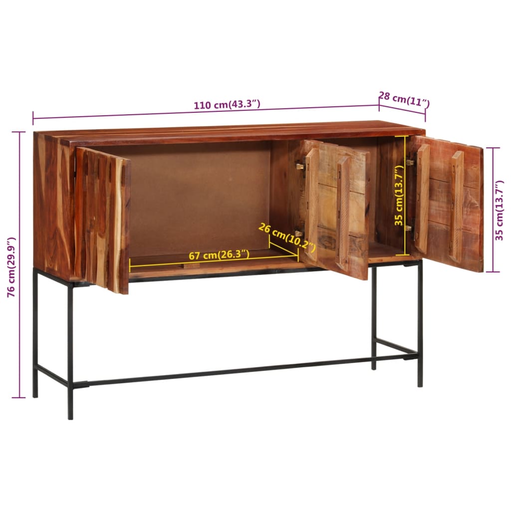 Sideboard 110X28X76 Cm Massivholz Akazie - Fuer Daheim