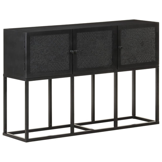 Sideboard 115X30X76 Cm Mango Massivholz Schwarz - Fuer Daheim