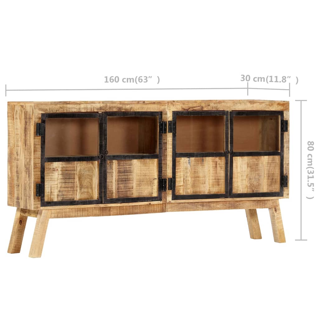 Sideboard Braun Und Schwarz 160×30×80 Cm Raues Mango-Massivholz - Fuer Daheim