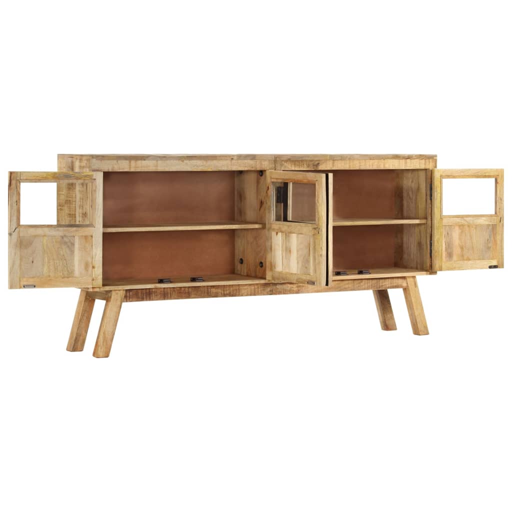 Sideboard Braun Und Schwarz 160X30X76 Cm Massivholz Mango - Fuer Daheim