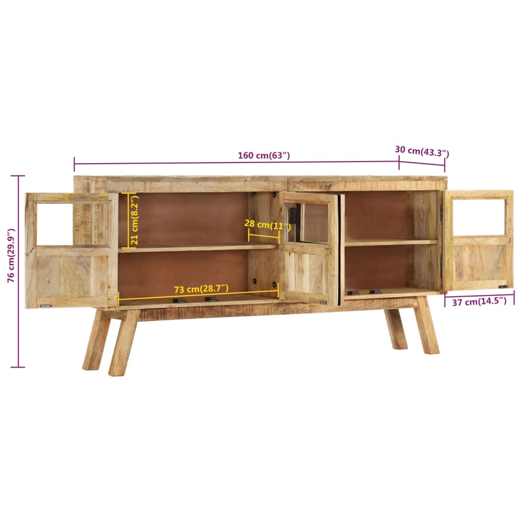 Sideboard Braun Und Schwarz 160X30X76 Cm Massivholz Mango - Fuer Daheim