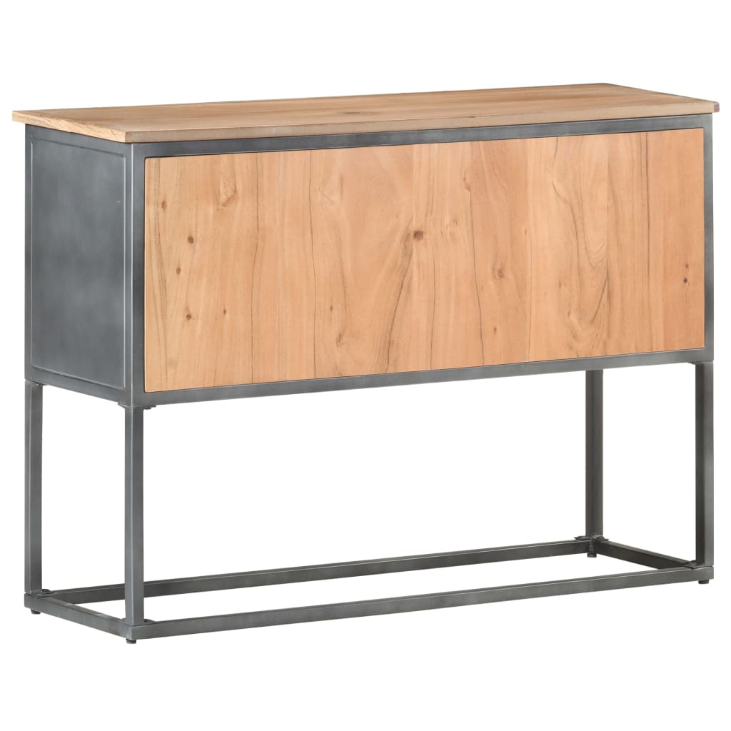 Sideboard Grau 100X30X70 Cm Massivholz Akazie - Fuer Daheim