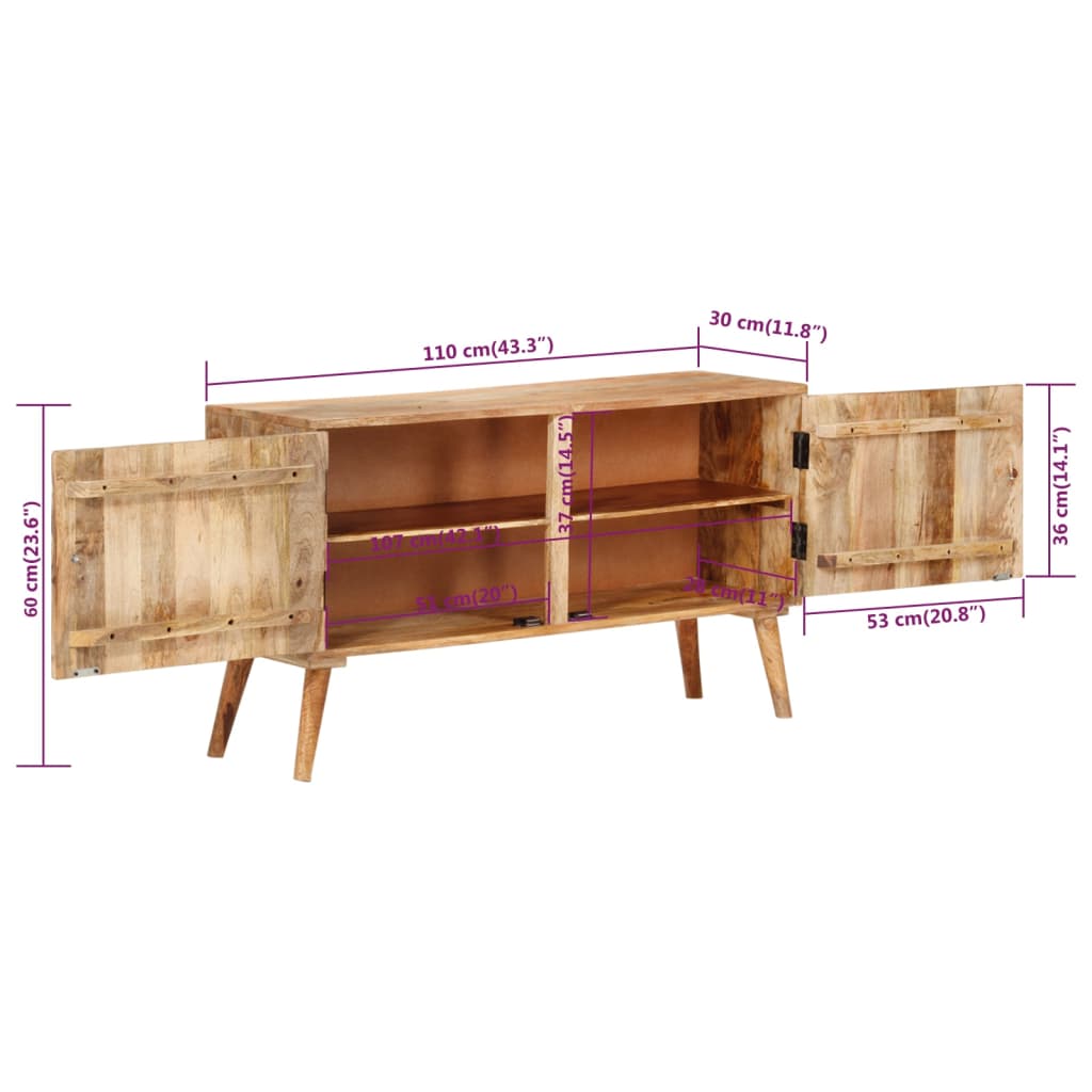 Sideboard Mango Massivholz 110X30X60 Cm - Fuer Daheim